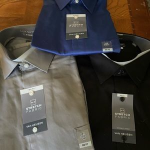 3 BRAND NEW Van Heusen dress shirts 18 1/2 33/33